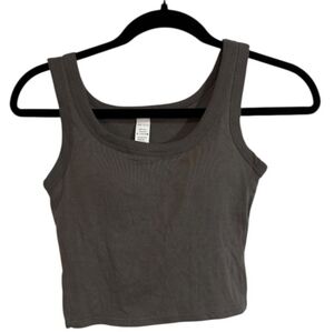 Charcoal Crop Top With Built In Bra